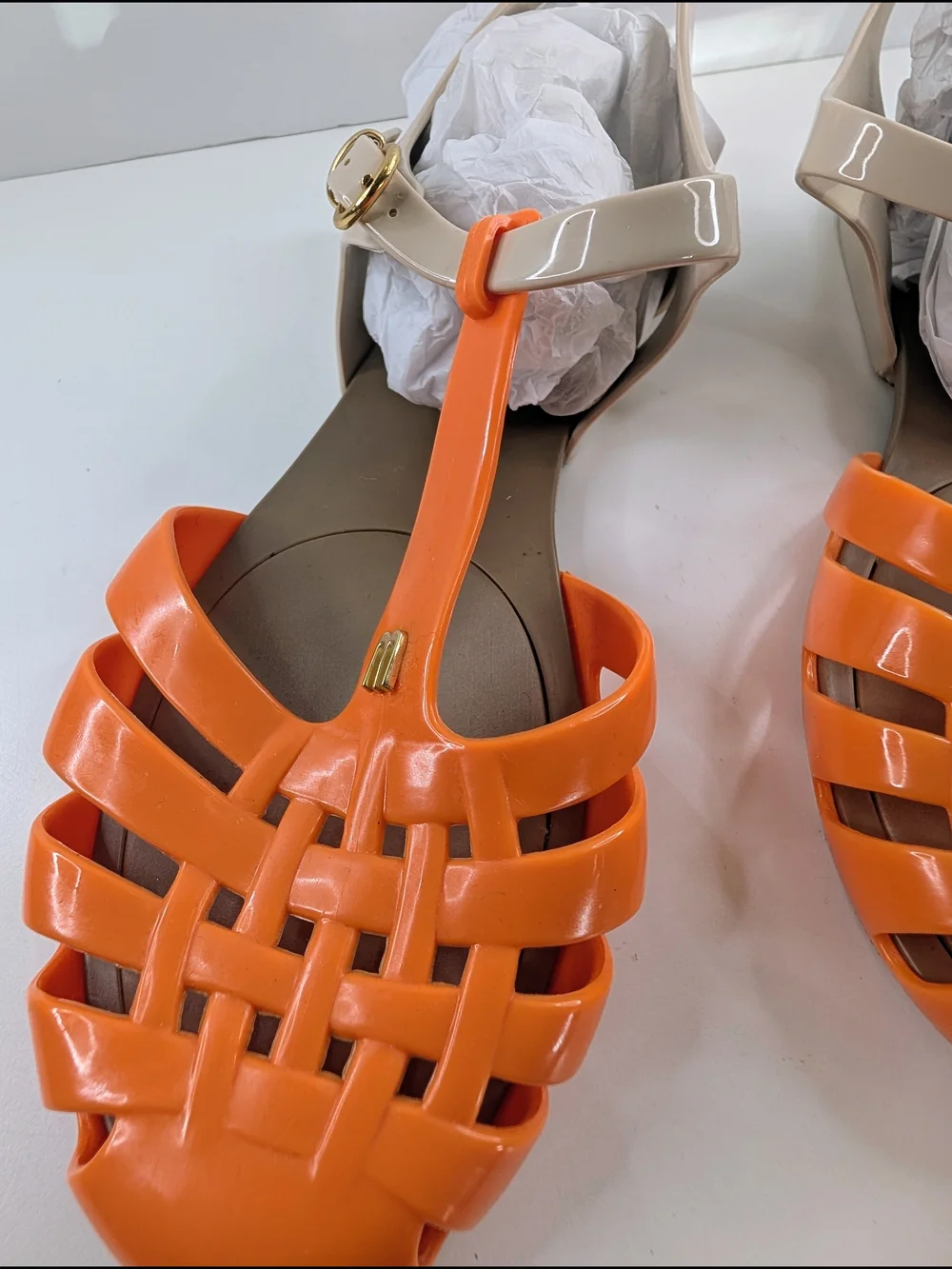 Melissa Aranha Hits Jelly Sandals Orange Beige Woman's Size 10